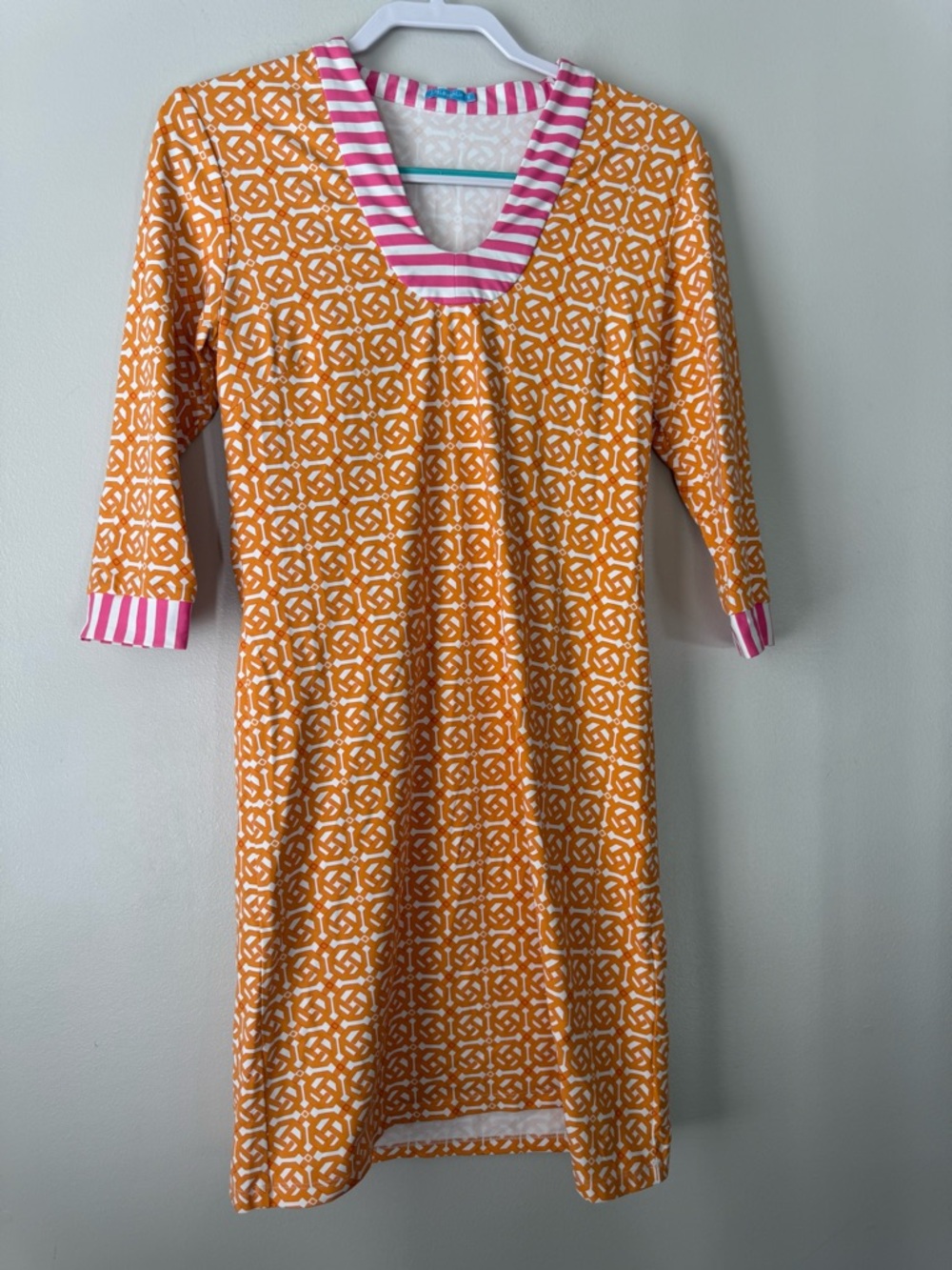 J. McLaughlin Gisel Dress Catalina Cloth Gisel Sheath Dress Size Sm Orange/Pink